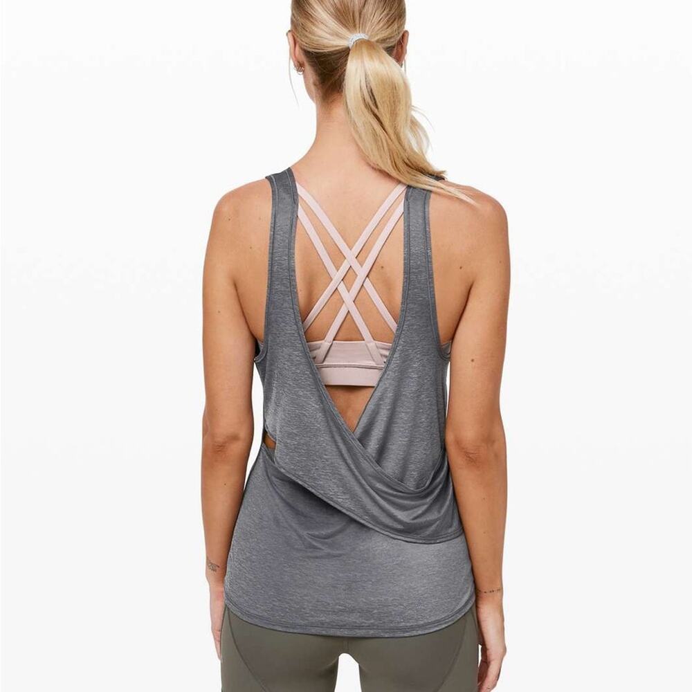 Lululemon Reenergized 2-in-1 Tank Top Active Solar Grey Muse Pink Size 8